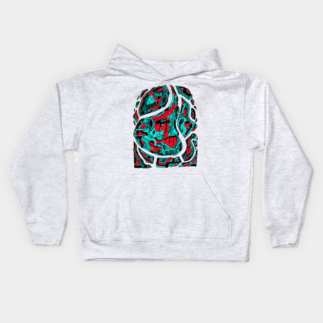 Turqred Abstract Wave of Thoughts No 3 Kids Hoodie by kenallouis